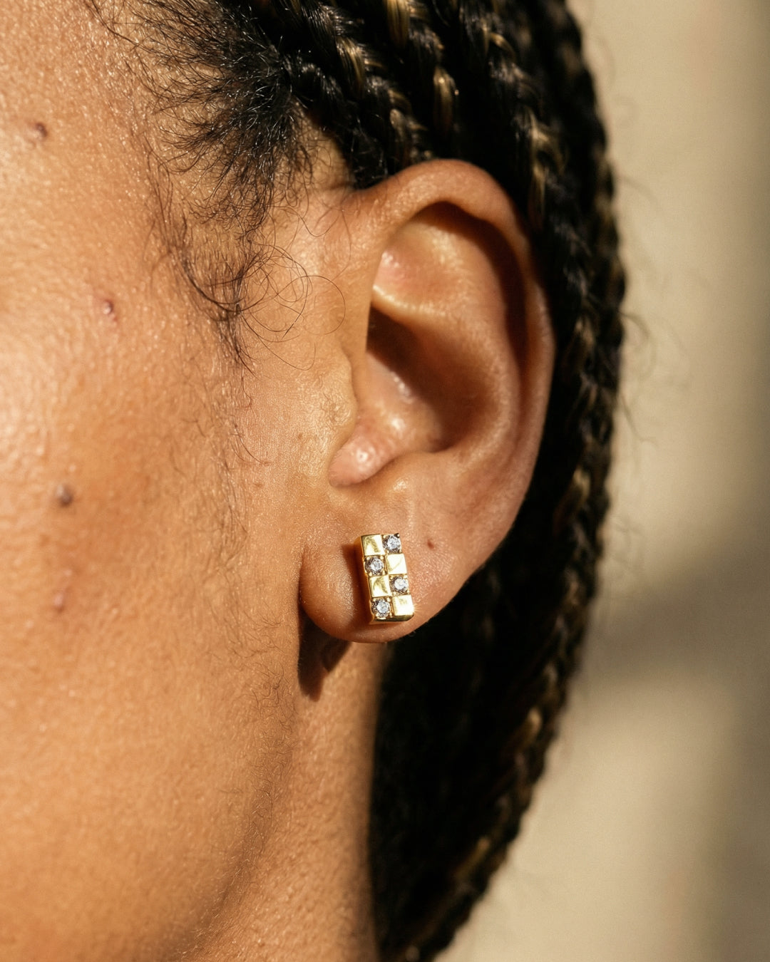 Cubic Chessboard Stud Earrings