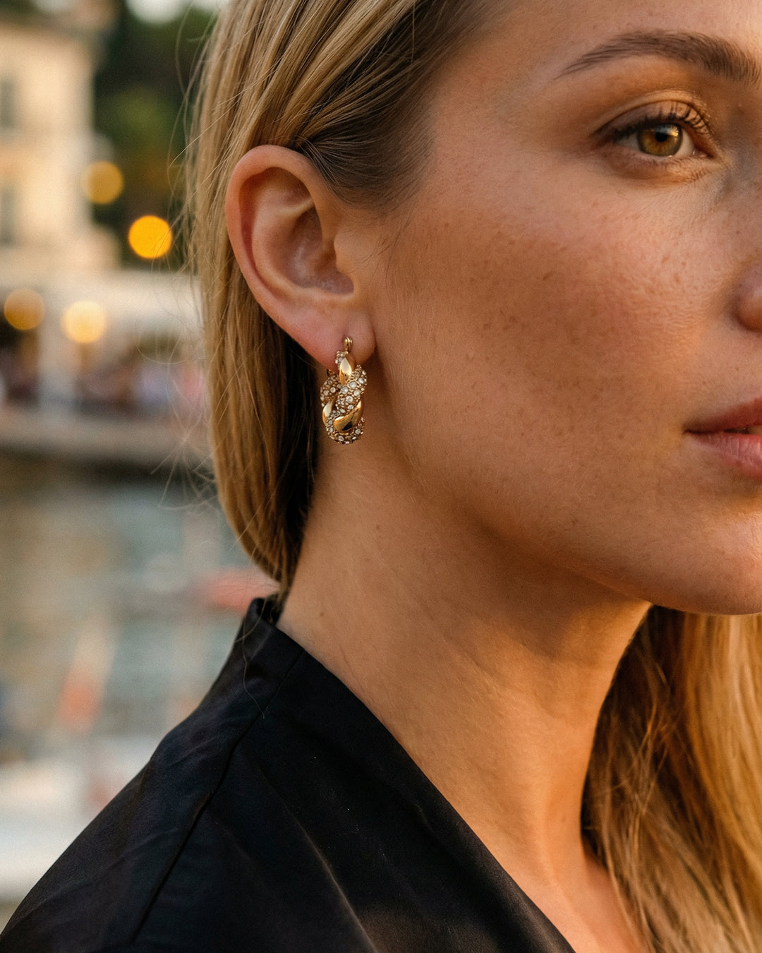 Twisted Chunky Huggie Earrings