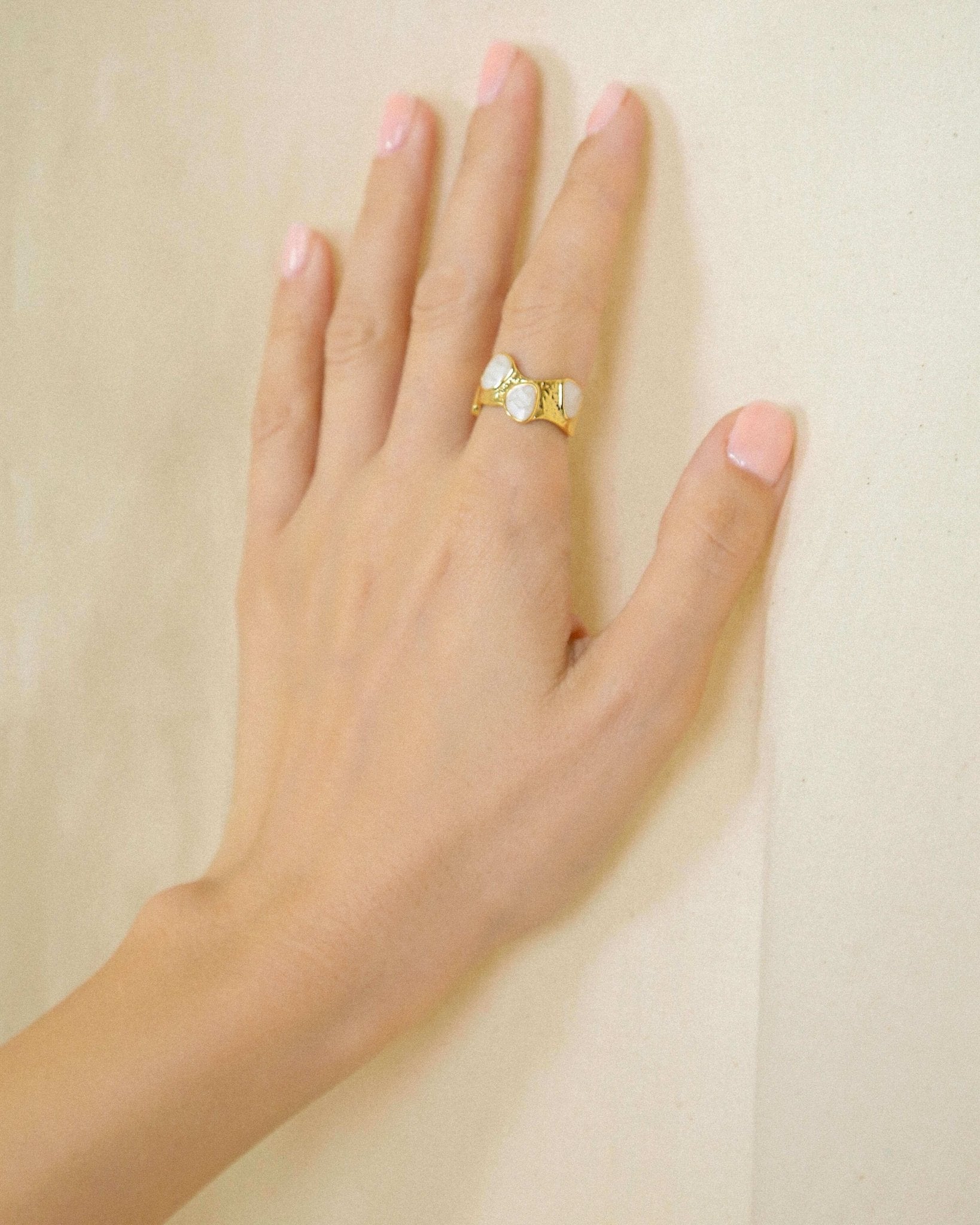 Adjustable White Enamel Ring - Oia Boutique Sustainable Gold Jewellery - Recycled18k Gold Plated