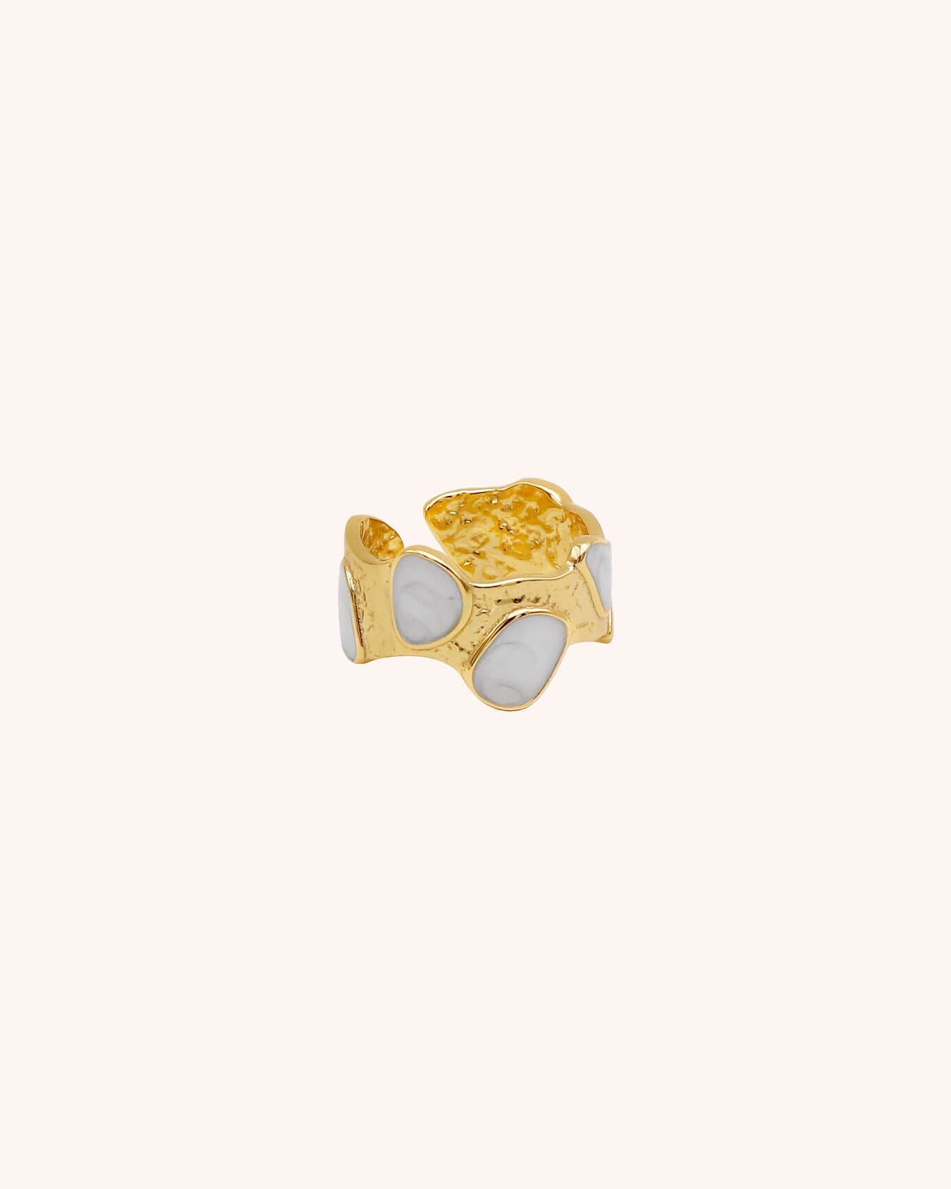 Adjustable White Enamel Ring - Oia Boutique Sustainable Gold Jewellery - Recycled18k Gold Plated