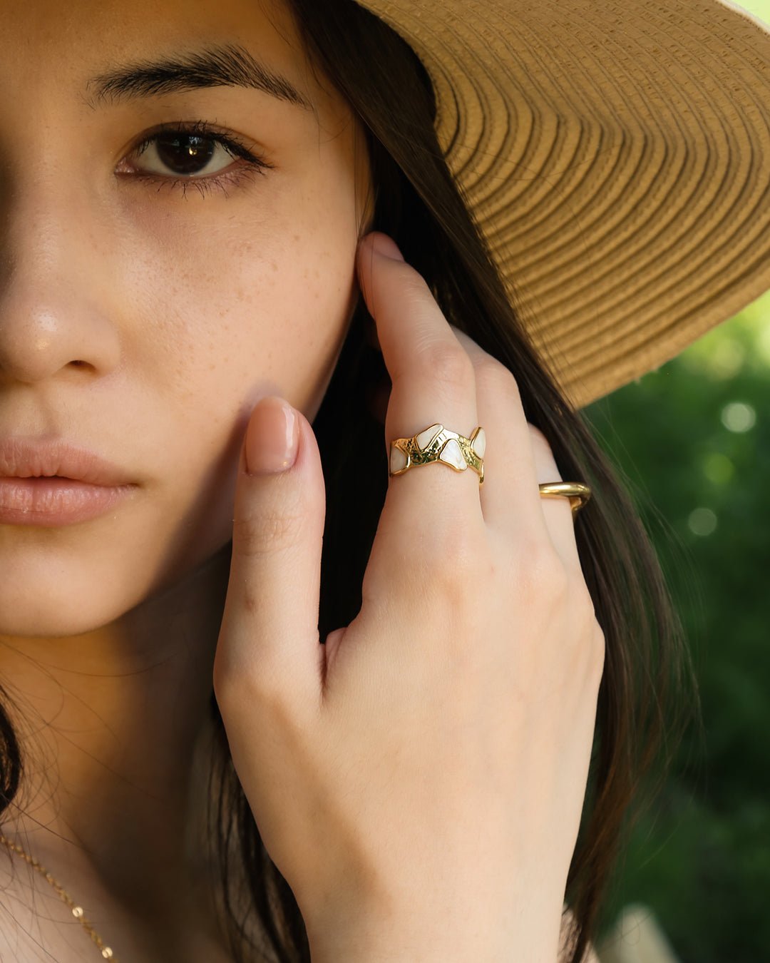 Adjustable White Enamel Ring - Oia Boutique