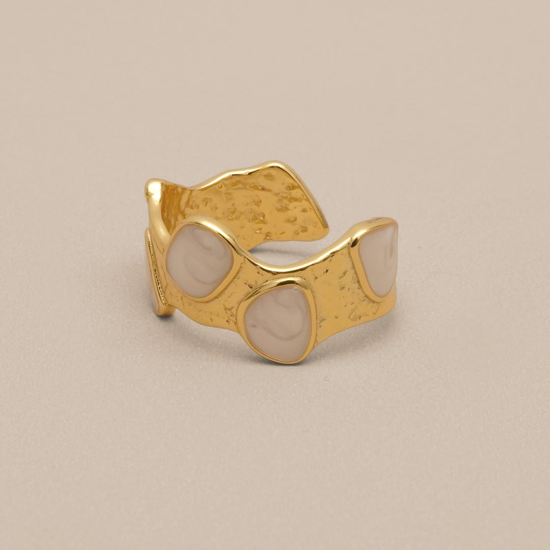Adjustable White Enamel Ring - Oia Boutique