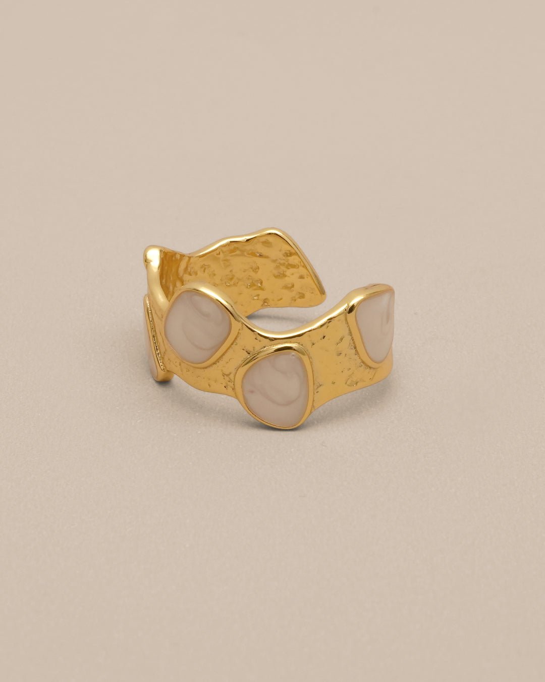 Adjustable White Enamel Ring - Oia Boutique