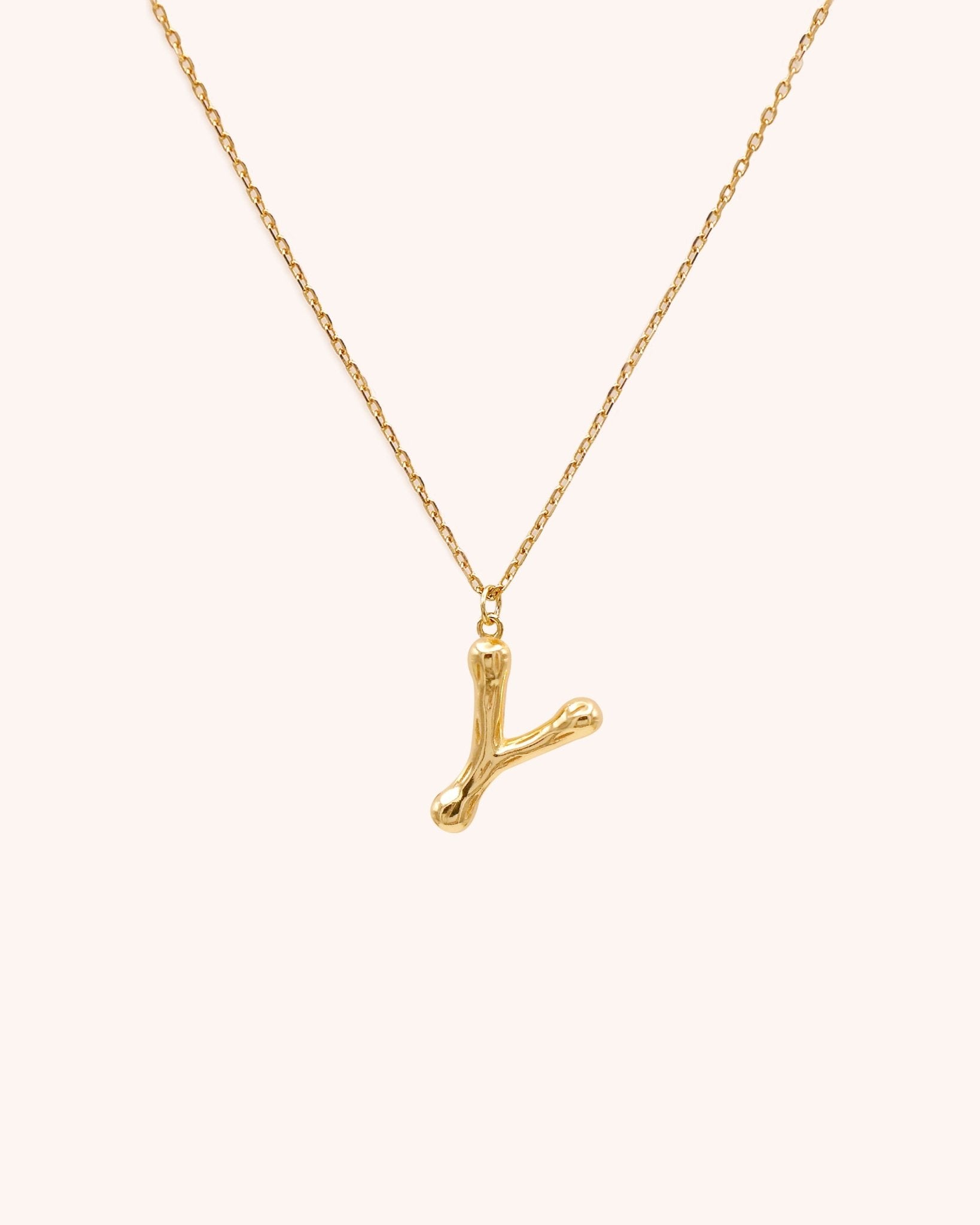 Bamboo Initial Necklace - Letter Y - Oia Boutique Sustainable Gold Jewellery - Recycled18k Gold Plated