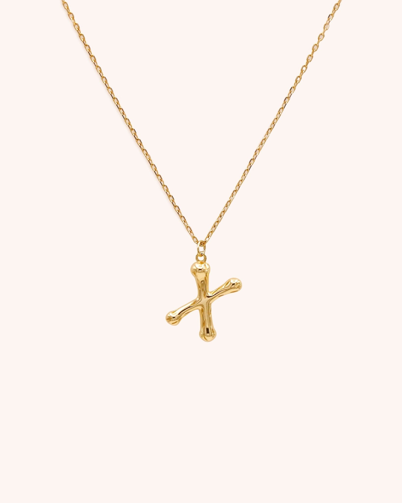 Bamboo Initial Necklace - Letter X - Oia Boutique Sustainable Gold Jewellery - Recycled18k Gold Plated