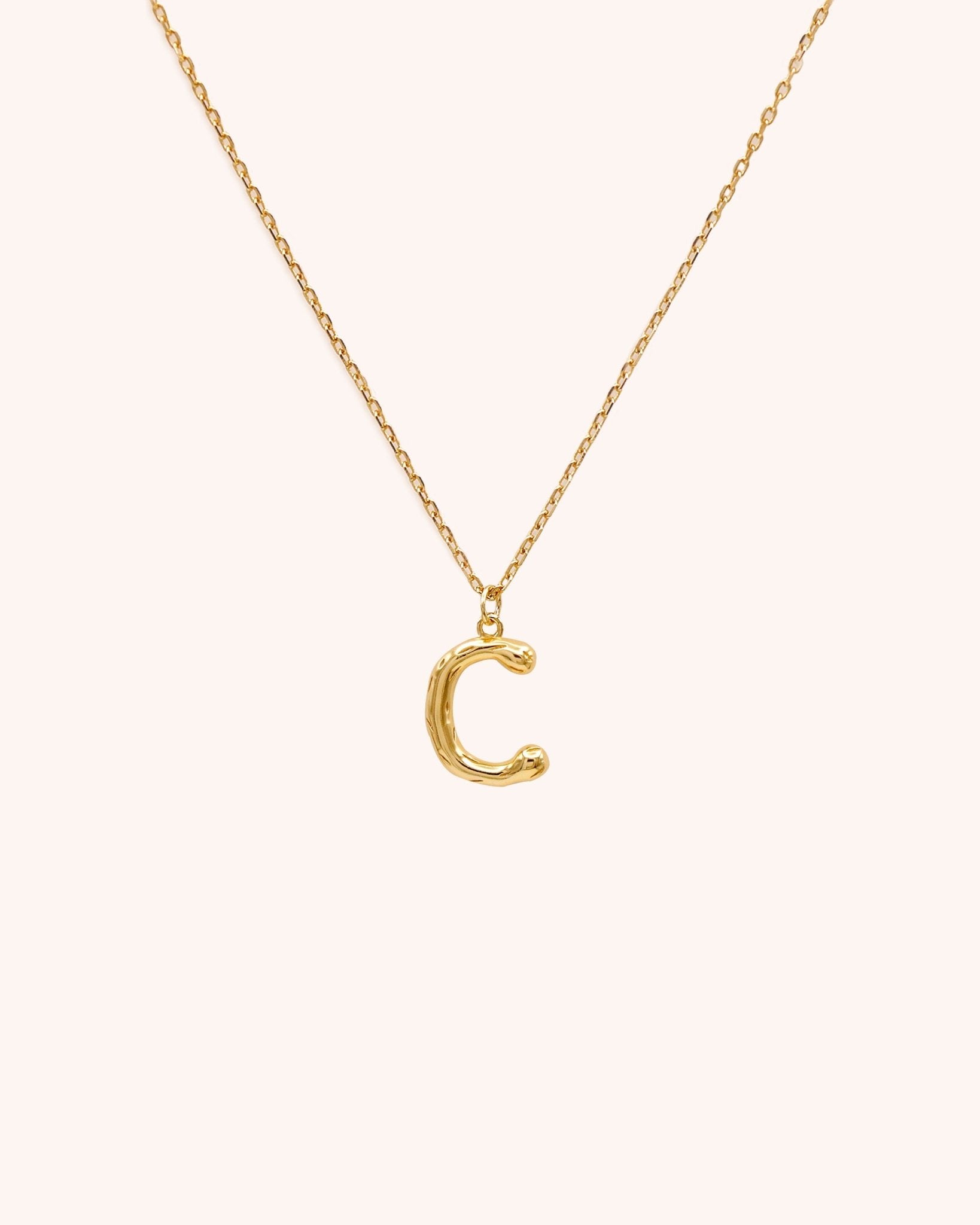 Bamboo Initial Necklace - Letter C - Oia Boutique Sustainable Gold Jewellery - Recycled18k Gold Plated
