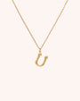 Bamboo Initial Necklace - Letter U - Oia Boutique Sustainable Gold Jewellery - Recycled18k Gold Plated