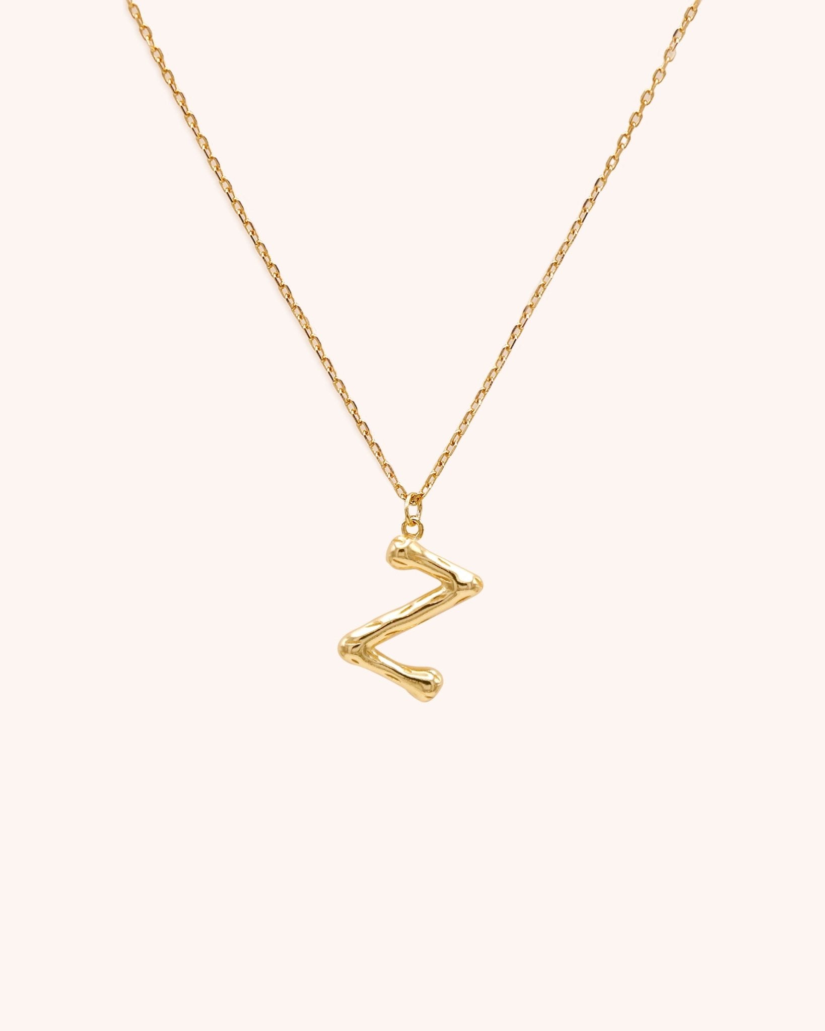 Bamboo Initial Necklace - Letter Z - Oia Boutique Sustainable Gold Jewellery - Recycled18k Gold Plated
