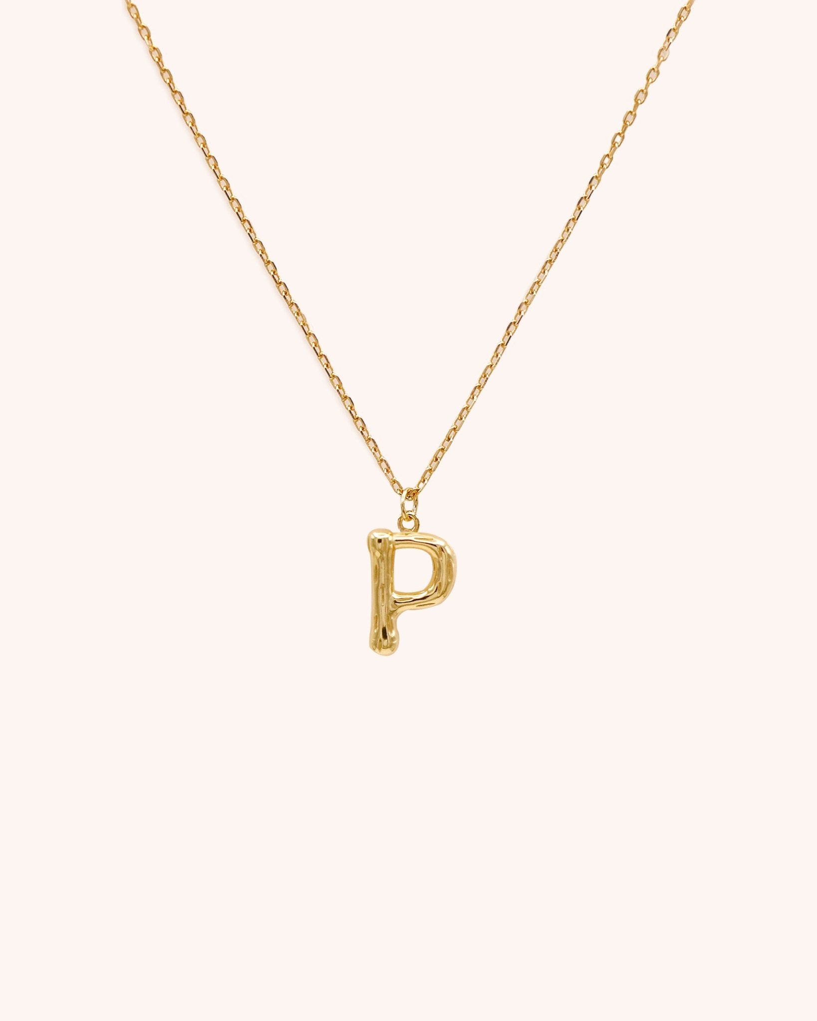 Bamboo Initial Necklace - Letter P - Oia Boutique Sustainable Gold Jewellery - Recycled18k Gold Plated
