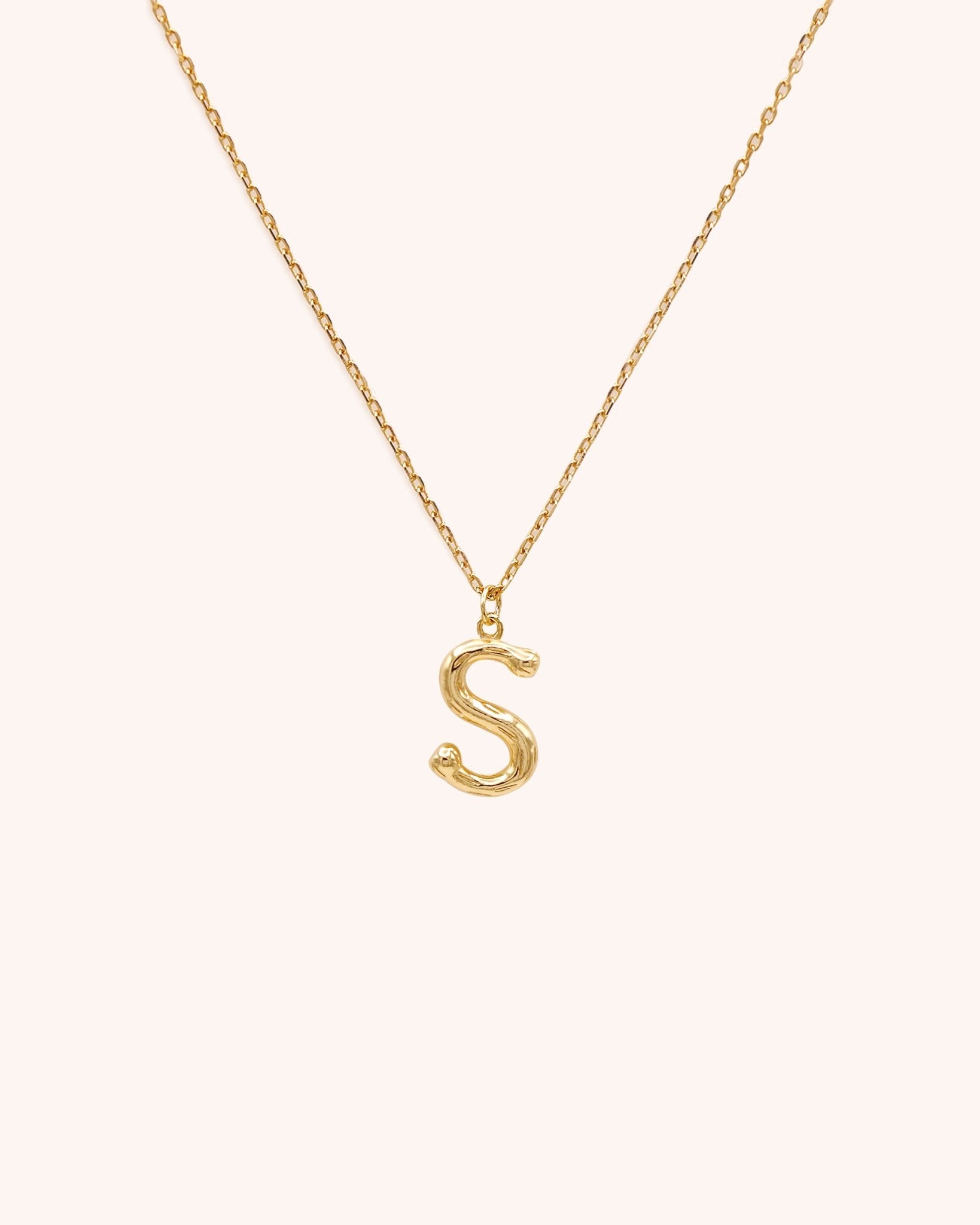 Bamboo Initial Necklace - Letter S - Oia Boutique Sustainable Gold Jewellery - Recycled18k Gold Plated
