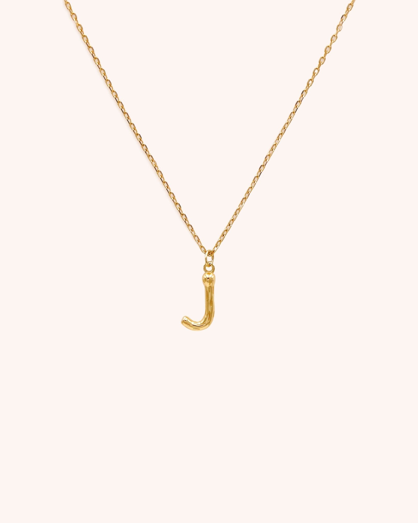 Bamboo Initial Necklace - Letter J - Oia Boutique Sustainable Gold Jewellery - Recycled18k Gold Plated