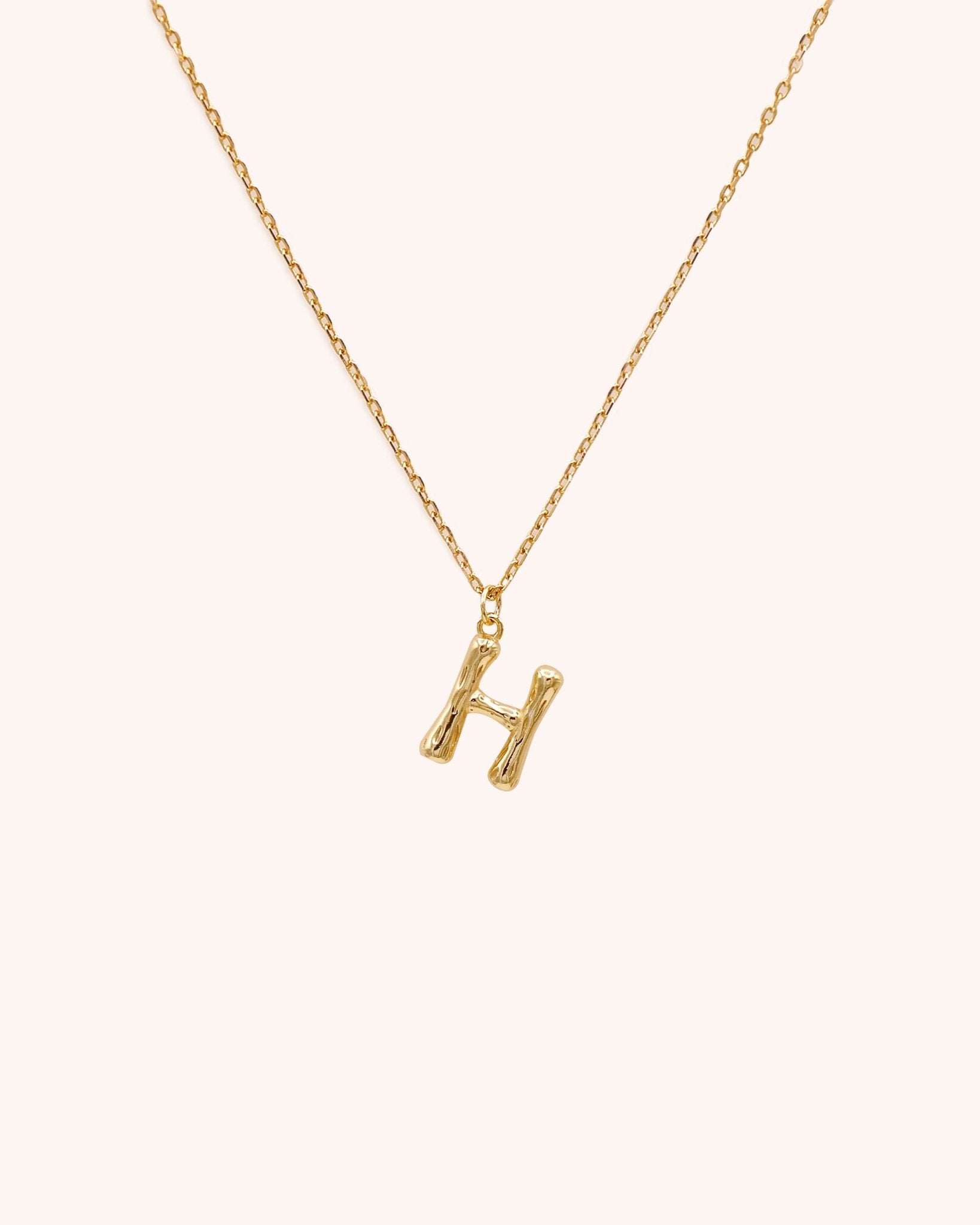 Bamboo Initial Necklace - Letter H - Oia Boutique Sustainable Gold Jewellery - Recycled18k Gold Plated
