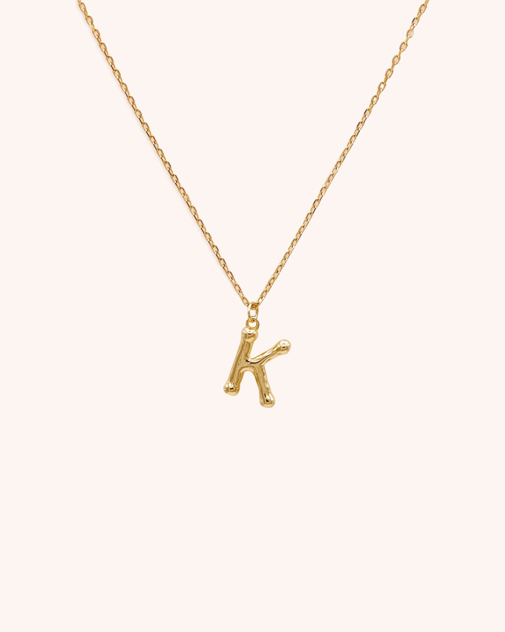Bamboo Initial Necklace - Letter K - Oia Boutique Sustainable Gold Jewellery - Recycled18k Gold Plated