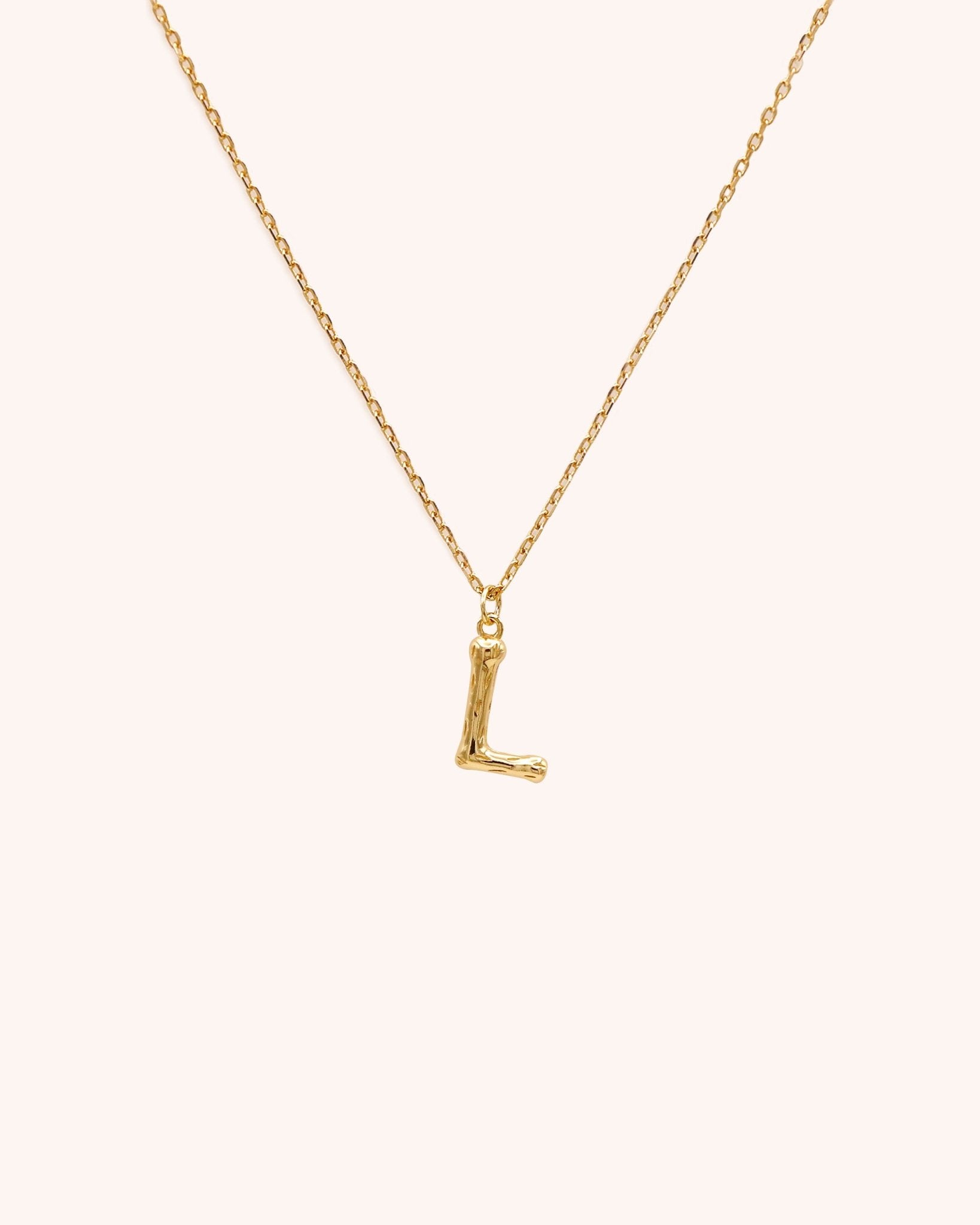 Bamboo Initial Necklace - Letter L - Oia Boutique Sustainable Gold Jewellery - Recycled18k Gold Plated