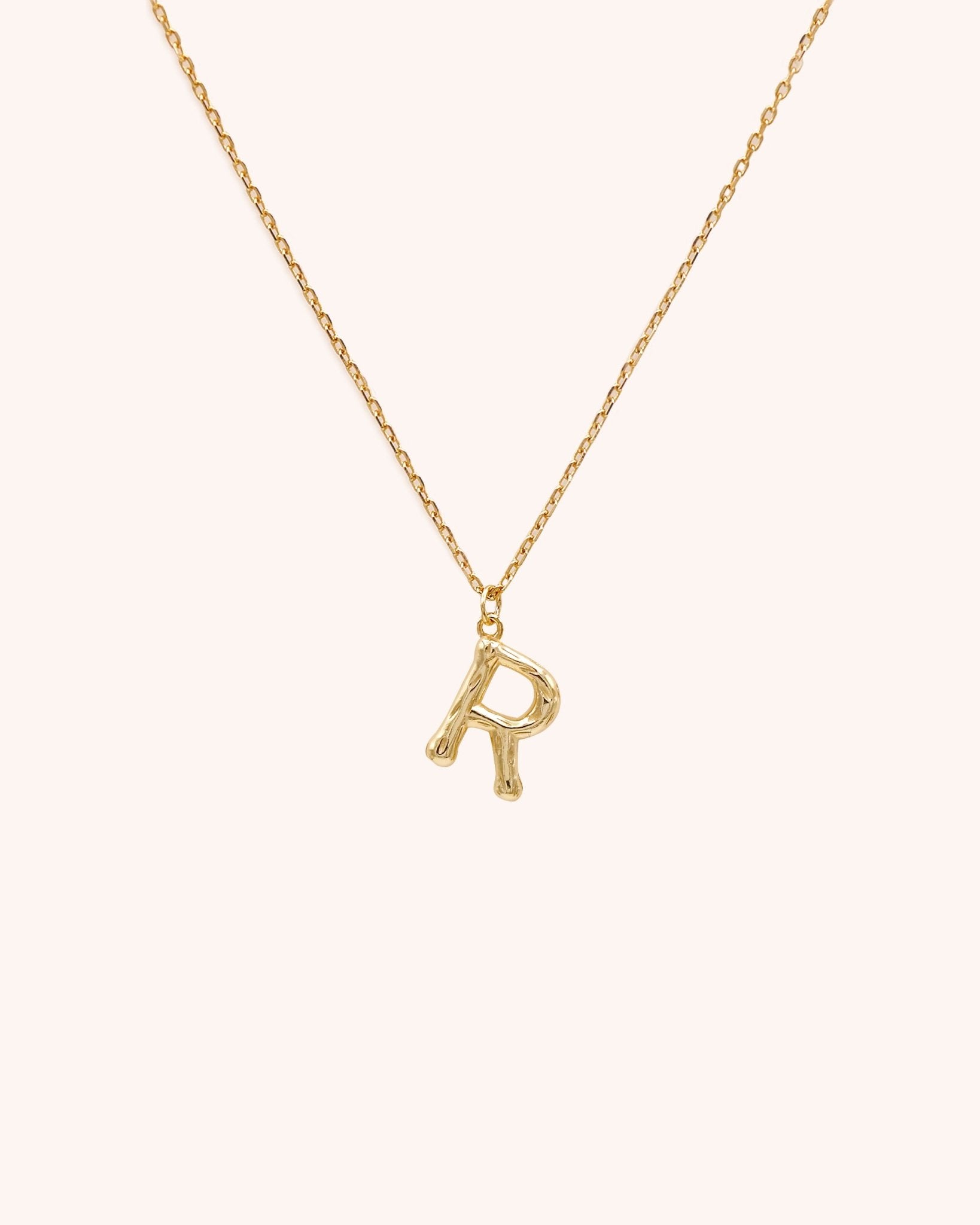 Bamboo Initial Necklace - Letter R - Oia Boutique Sustainable Gold Jewellery - Recycled18k Gold Plated