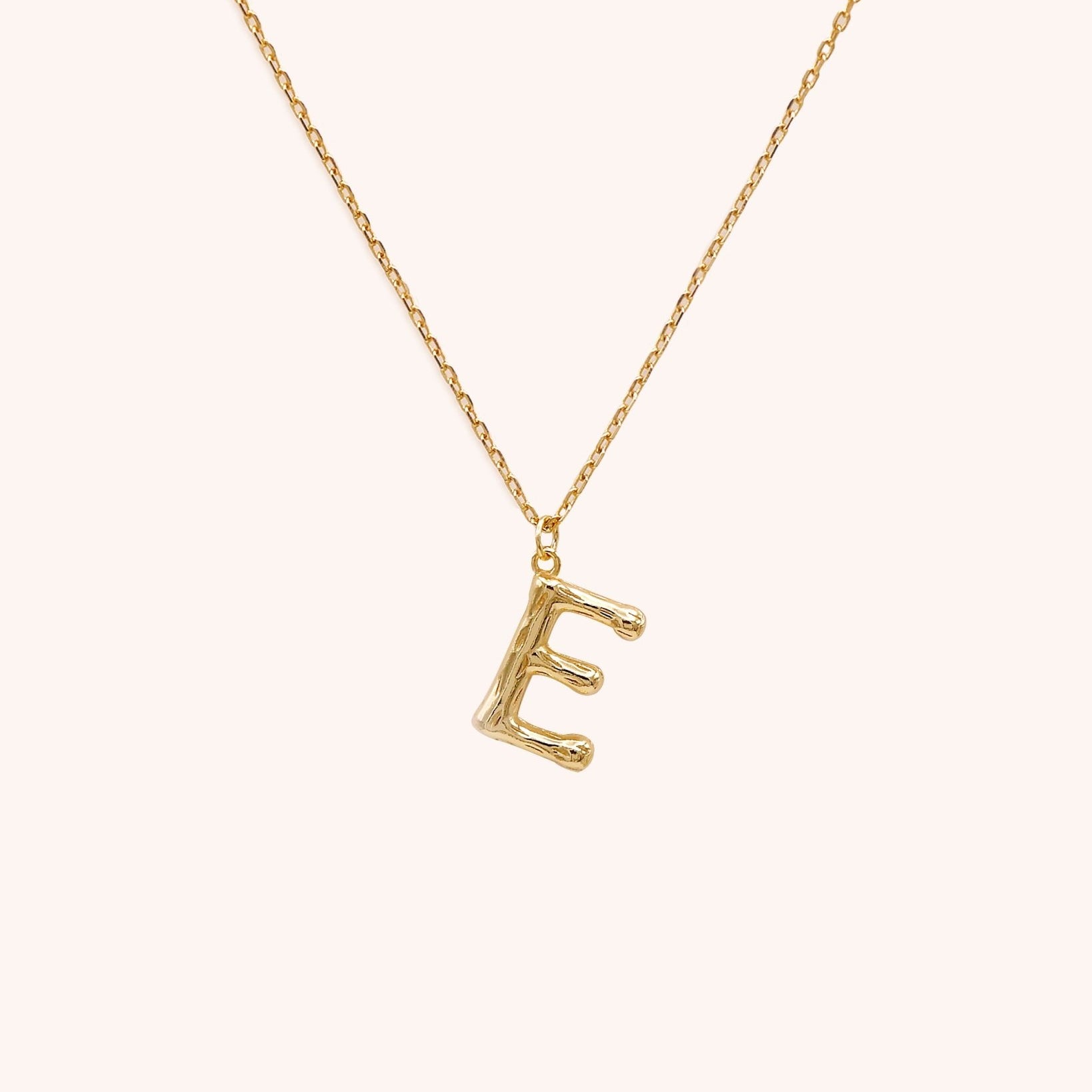 Bamboo Initial Necklace - Letter E - Oia Boutique Sustainable Gold Jewellery - Recycled18k Gold Plated