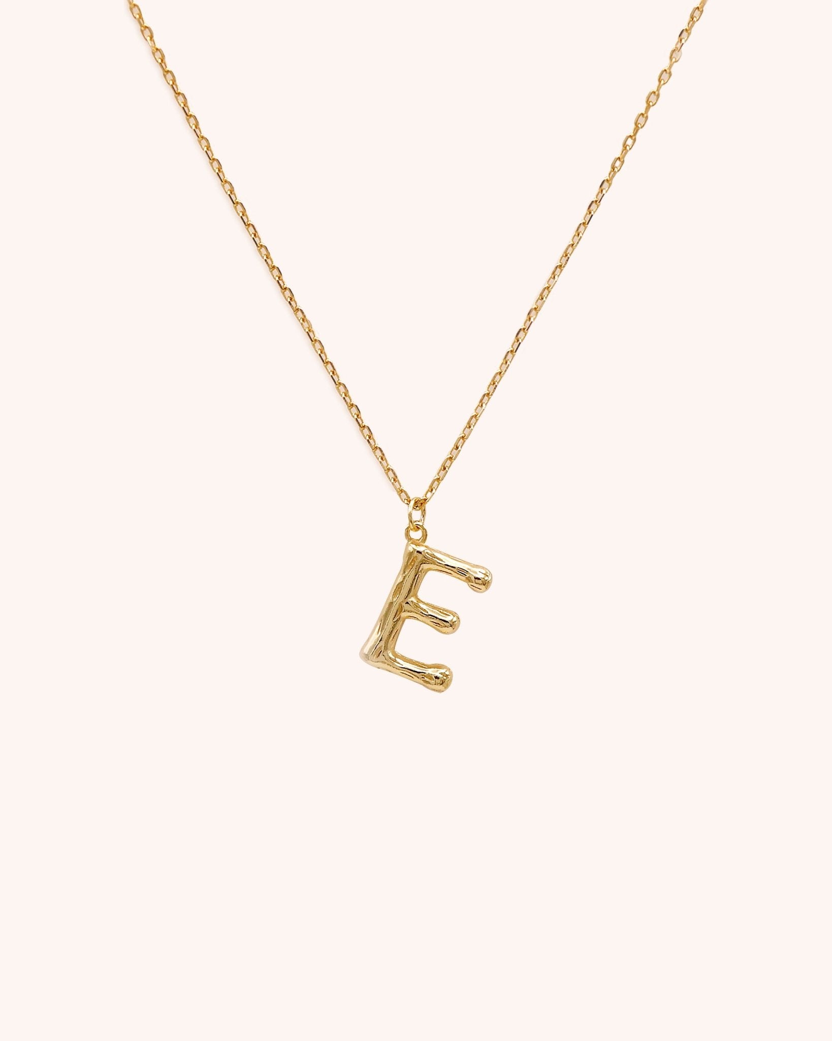 Bamboo Initial Necklace - Letter E - Oia Boutique Sustainable Gold Jewellery - Recycled18k Gold Plated