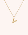 Bamboo Initial Necklace - Letter V - Oia Boutique Sustainable Gold Jewellery - Recycled18k Gold Plated
