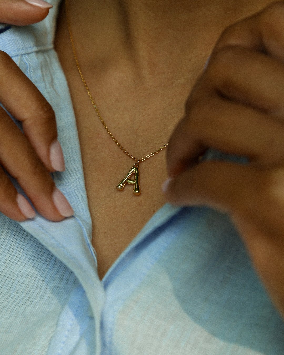 Bamboo Initial Necklace - Oia Boutique