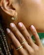 Bamboo Shaped Zircon Earrings - Oia Boutique