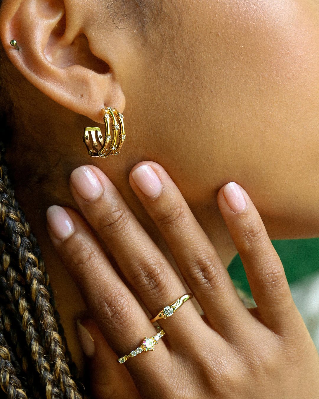 Bamboo Shaped Zircon Earrings - Oia Boutique