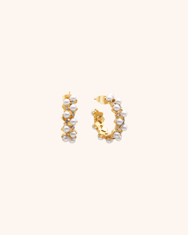 Beaded Freshwater Pearl Hoop Earring - Oia Boutique Sustainable Gold Jewellery - Recycled18k Gold Plated