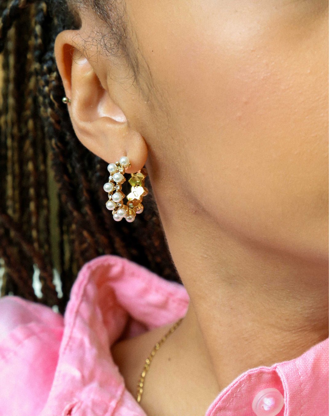 Beaded Freshwater Pearl Hoop Earrings - Oia Boutique
