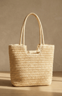 Beige Summer Straw Tote Bag with Handle - Oia Boutique