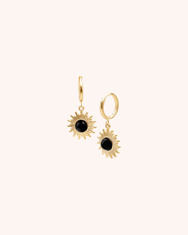 Black Agate Drop Earring - Oia Boutique Sustainable Gold Jewellery - Recycled18k Gold Plated