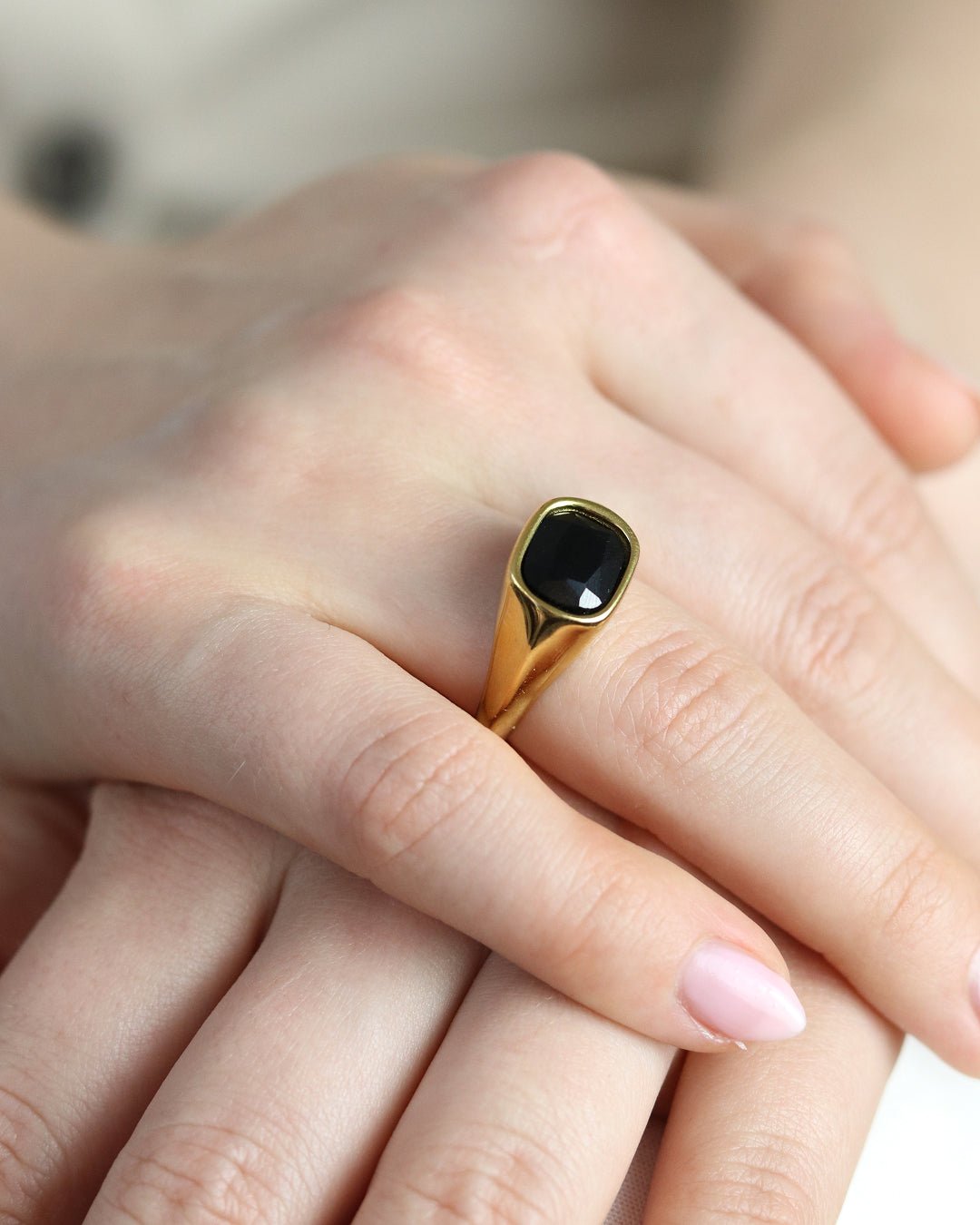 Black Agate Ring - Oia Boutique
