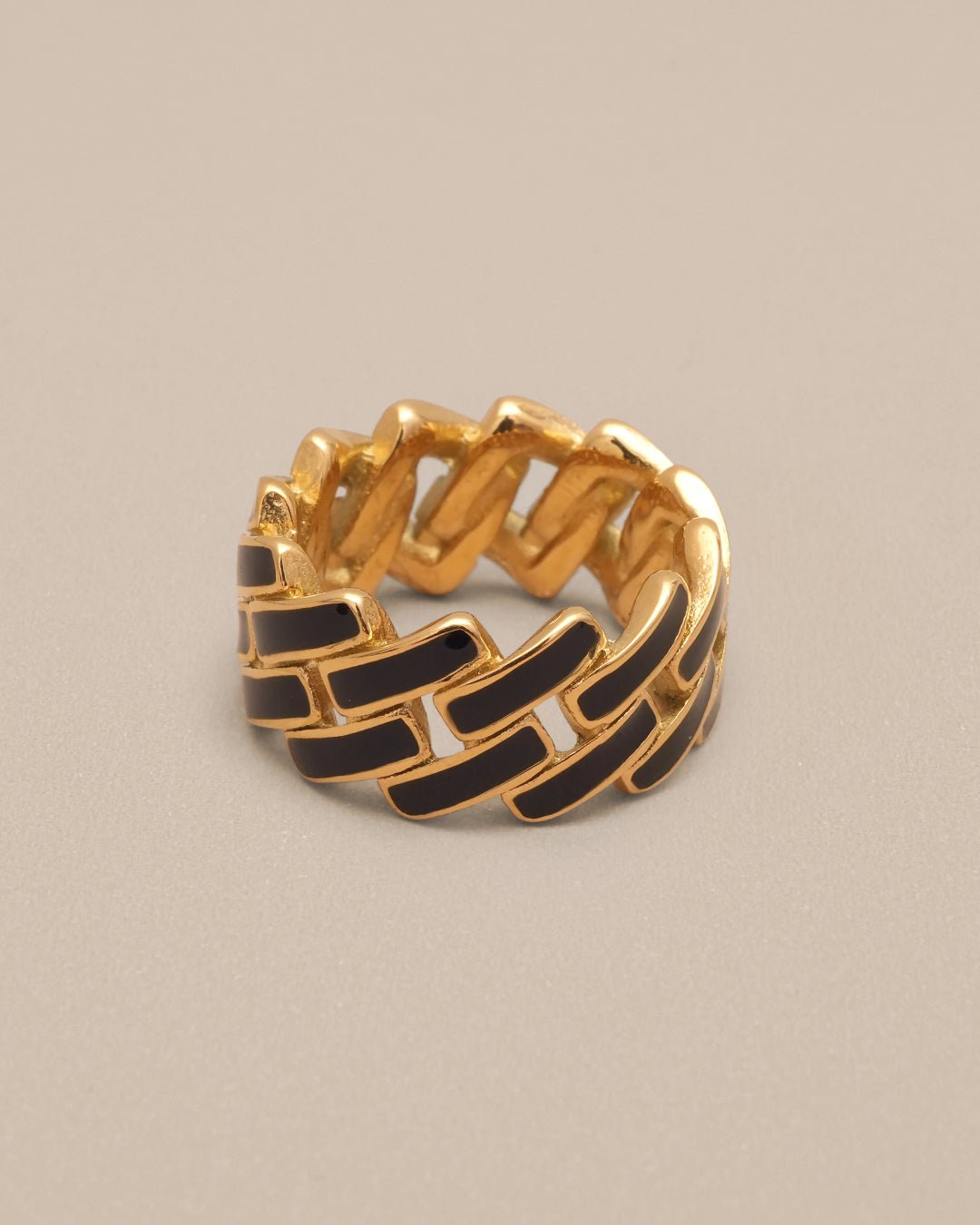 Black Enamel Woven Ring - Oia Boutique