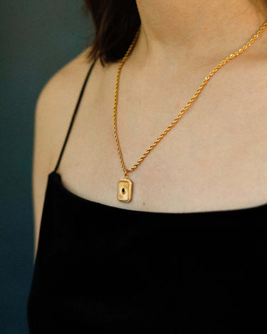 Black Stone Sunbeam Necklace - Oia Boutique Sustainable Gold Jewellery - Recycled18k Gold Plated