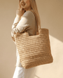 Brown Summer Straw Tote Bag with Handle - Oia Boutique