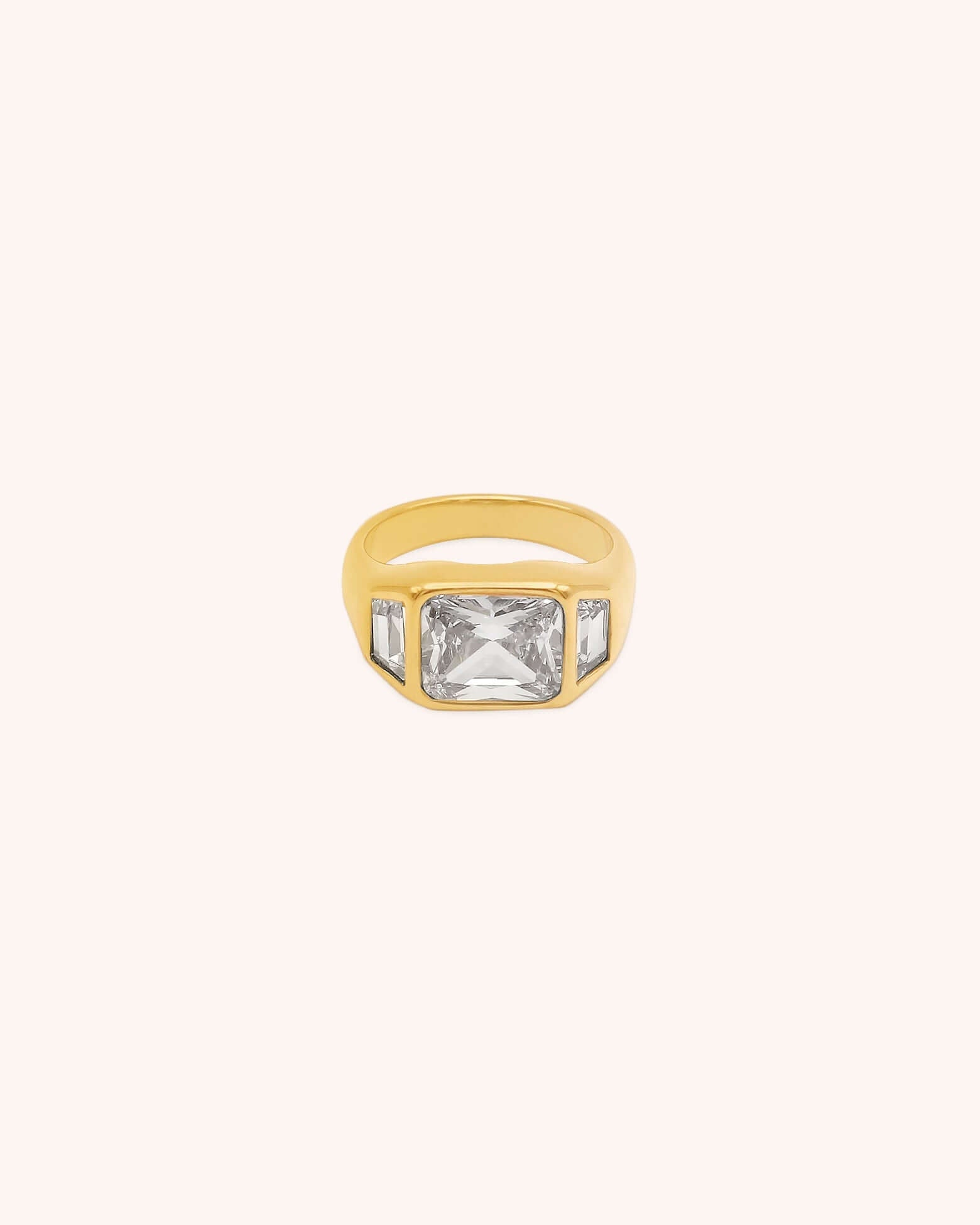 Chunky Trilogy Zircon Ring | Stainless Steel - Oia Boutique