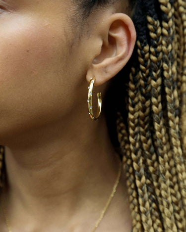 Clear Crystal Big Hoop Earring - Oia Boutique Sustainable Gold Jewellery - Recycled18k Gold Plated