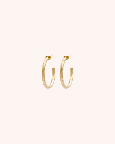 Clear Crystal Big Hoop Earring - Oia Boutique Sustainable Gold Jewellery - Recycled18k Gold Plated