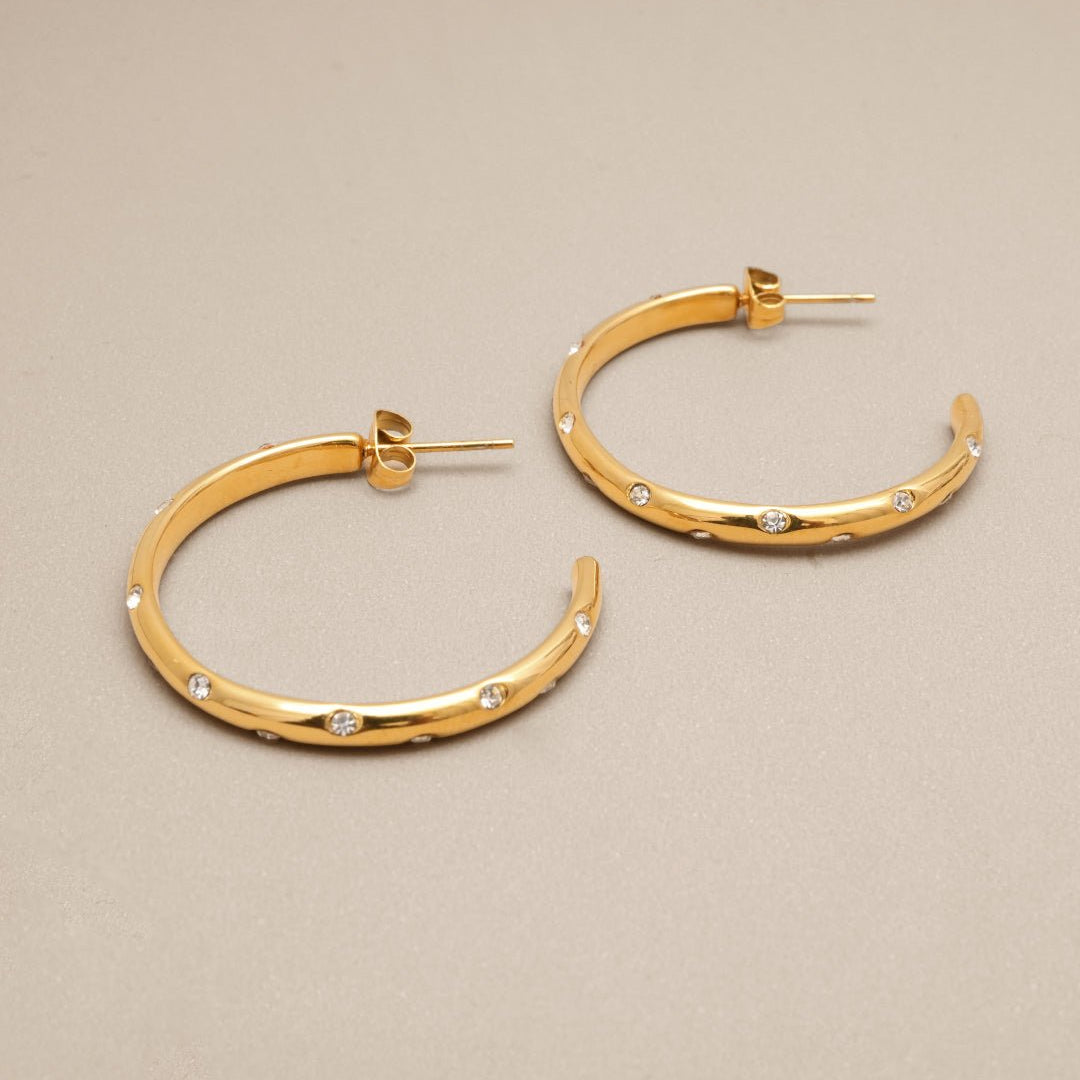 Clear Crystal Big Hoop Earrings - Oia Boutique