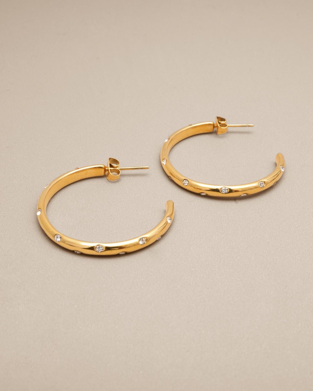 Clear Crystal Big Hoop Earrings - Oia Boutique