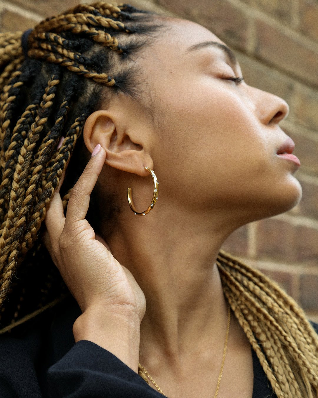Clear Crystal Big Hoop Earrings - Oia Boutique