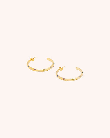 Colourful Crystal Big Hoop Earring - Oia Boutique Sustainable Gold Jewellery - Recycled18k Gold Plated