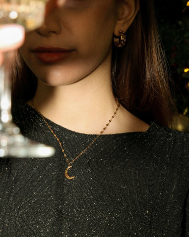 Crescent Pendant Necklace | Stainless Steel - Oia Boutique
