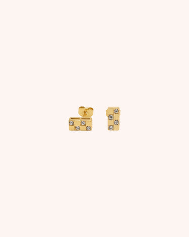 Cubic Chessboard Stud Earring - Oia Boutique Sustainable Gold Jewellery - Recycled18k Gold Plated