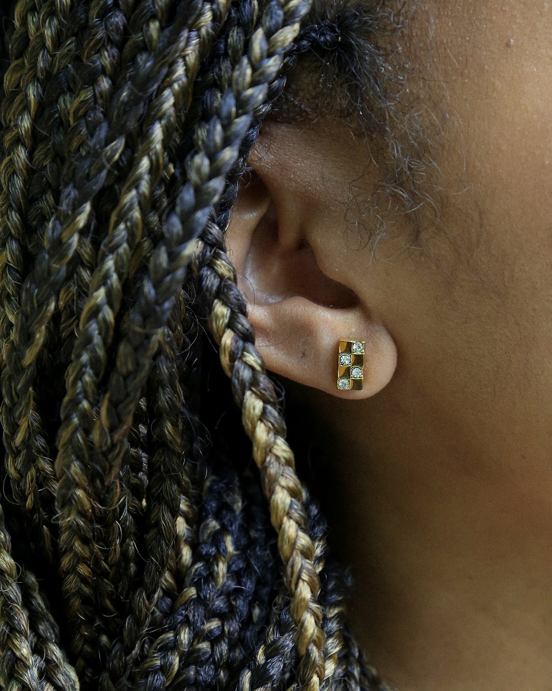 Cubic Chessboard Stud Earrings - Oia Boutique