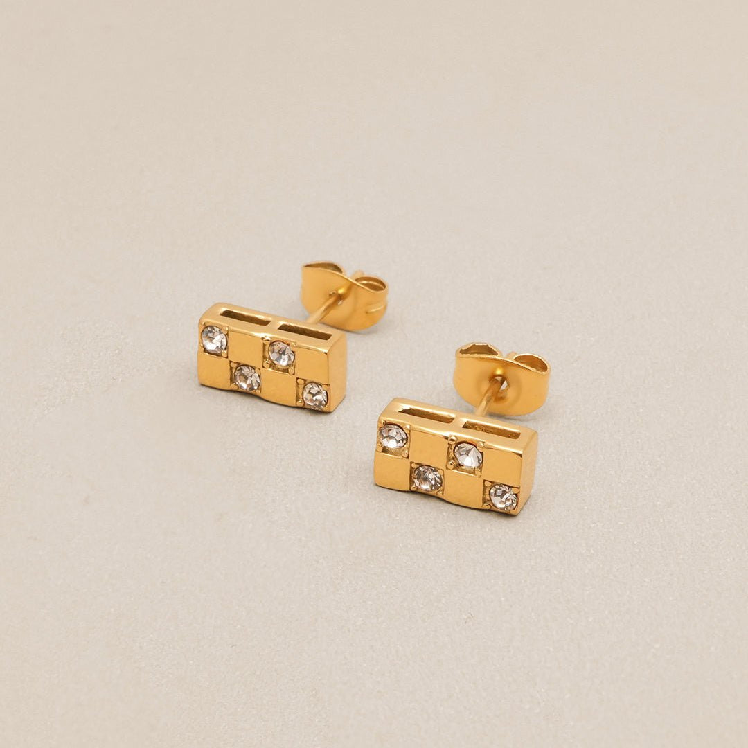 Cubic Chessboard Stud Earrings - Oia Boutique