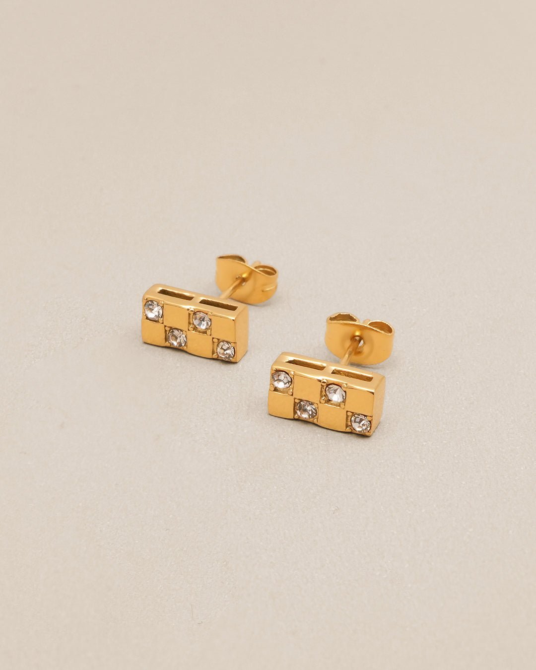 Cubic Chessboard Stud Earrings - Oia Boutique