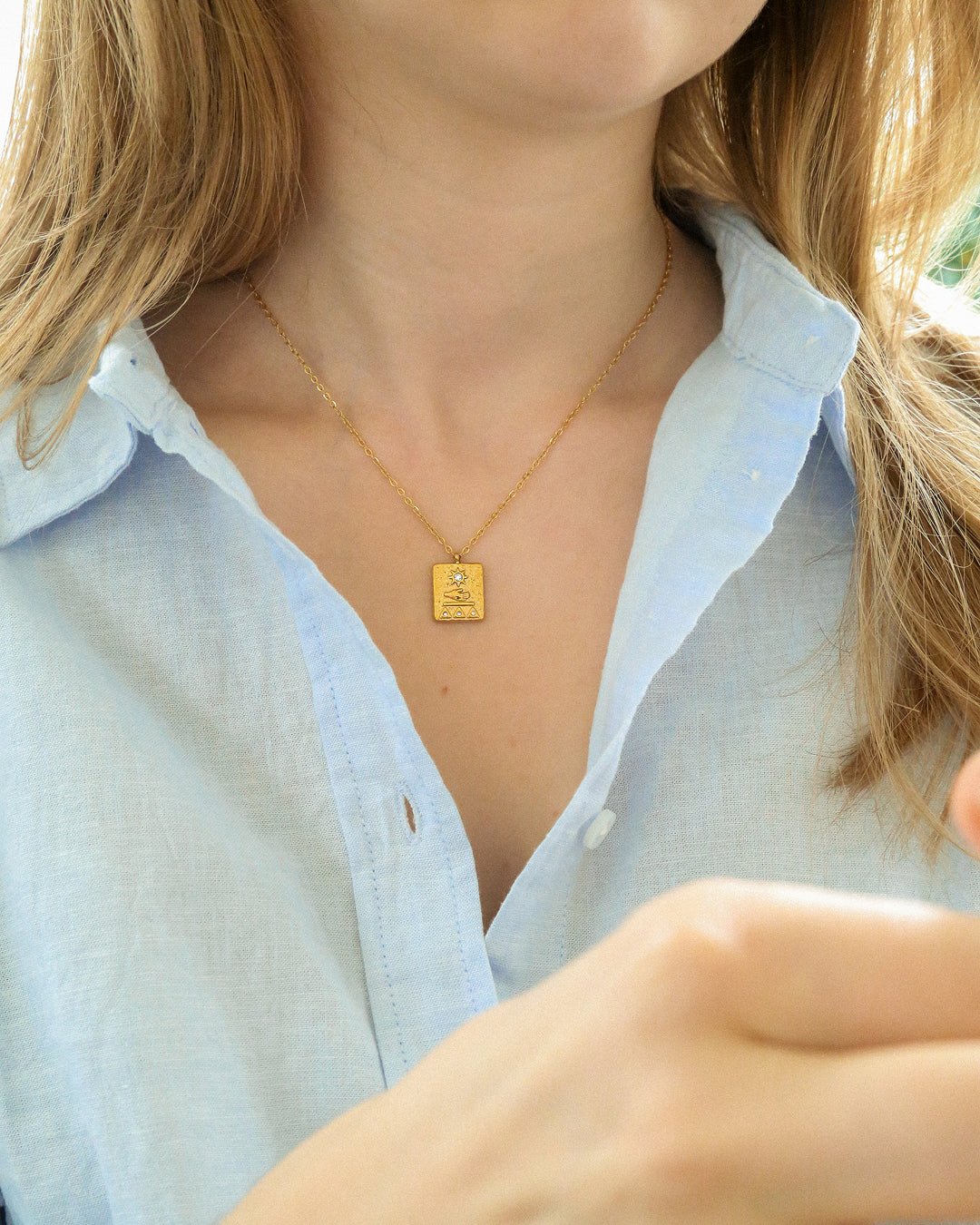 Geometric Zircon Sun Necklace - Oia Boutique