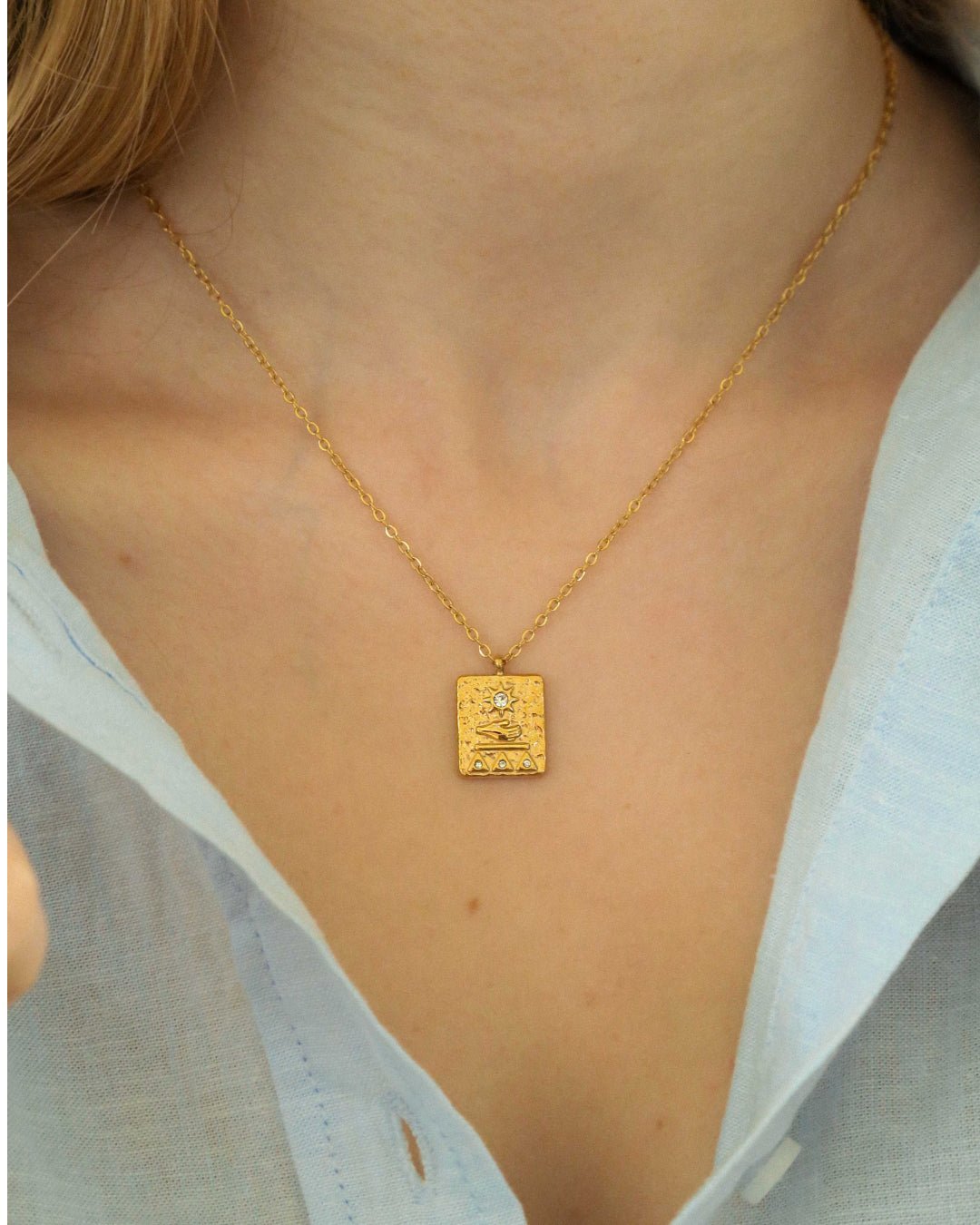 Geometric Zircon Sun Necklace - Oia Boutique