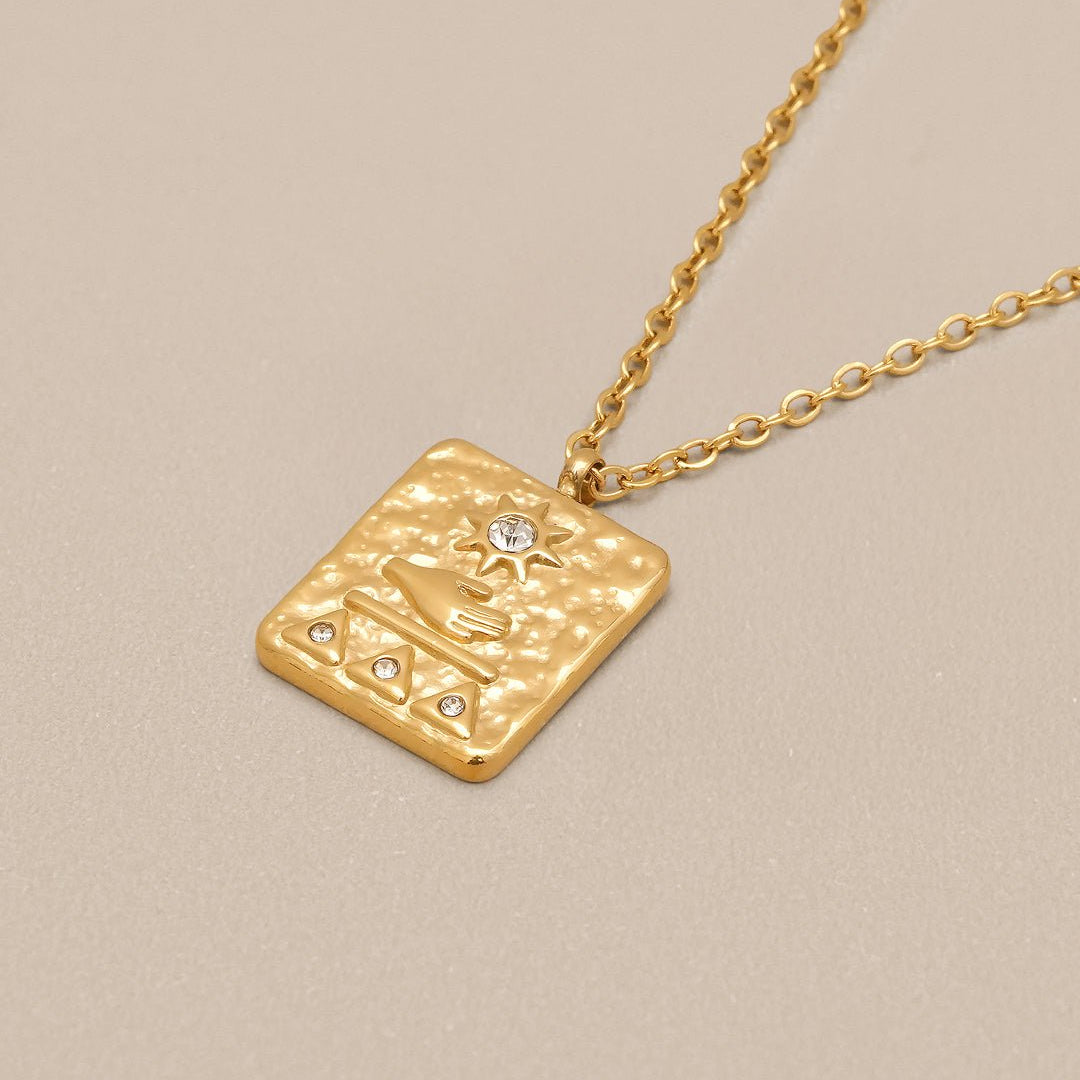 Geometric Zircon Sun Necklace - Oia Boutique