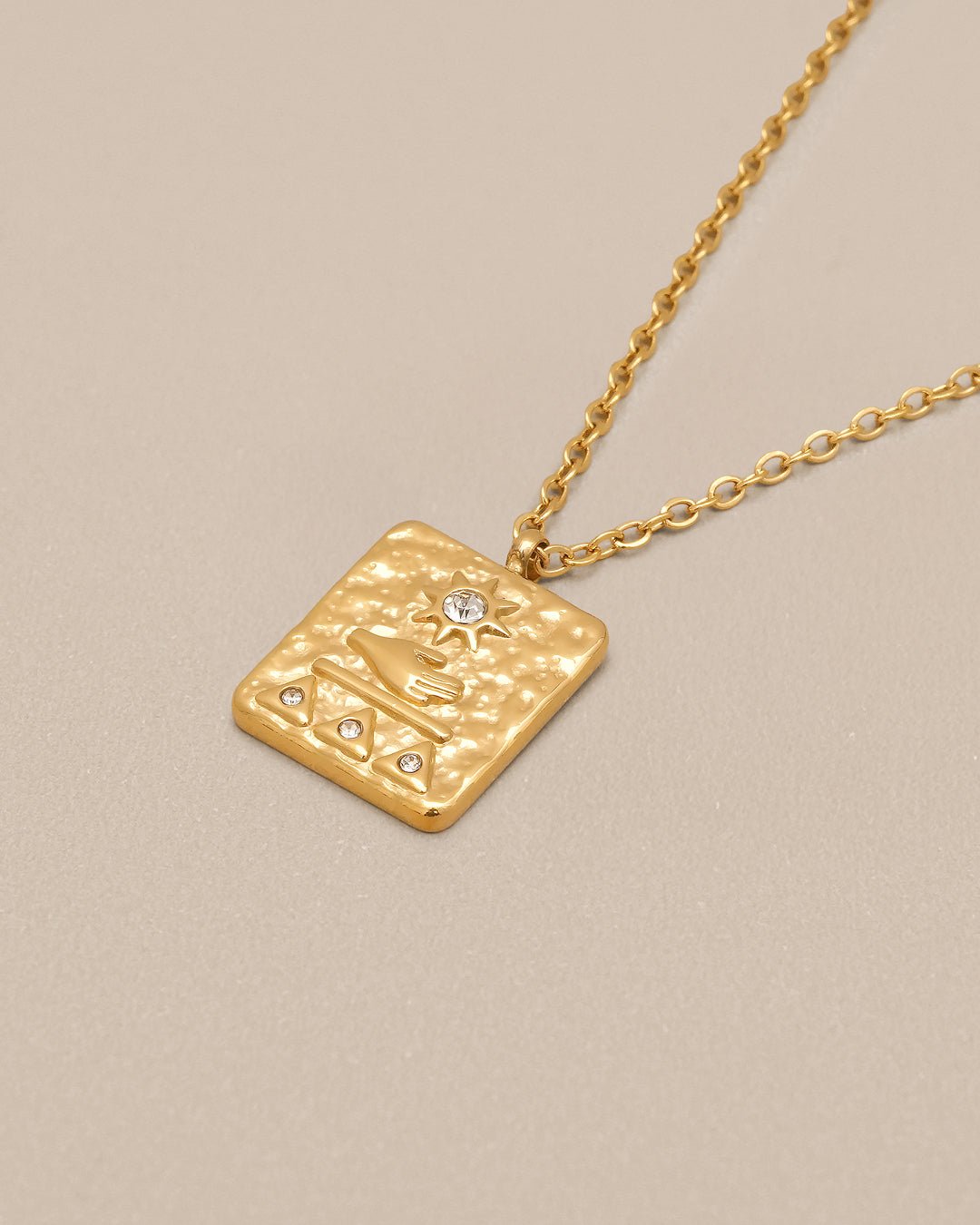 Geometric Zircon Sun Necklace - Oia Boutique