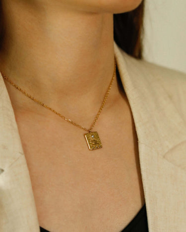 Geometric Zircon Sun Necklace - Oia Boutique Sustainable Gold Jewellery - Recycled18k Gold Plated